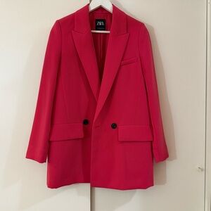 Zara Women's Vibrant Pink Suit Jacket
